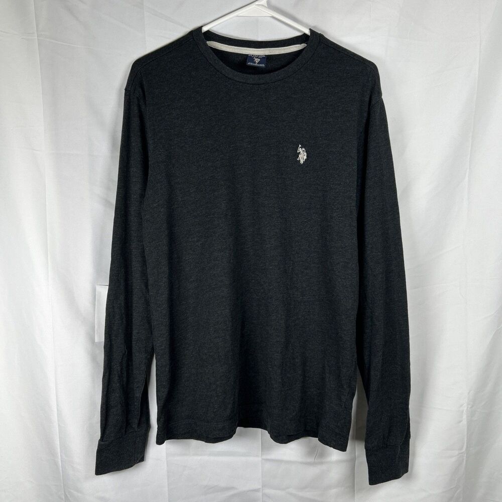 US Polo Assn Gray Long Sleeve T-Shirt Men's Small Super Soft Crew Neck Pony Logo